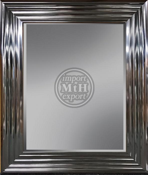 Spiegel met facet, 46x107cm incl. lijst. Platinum