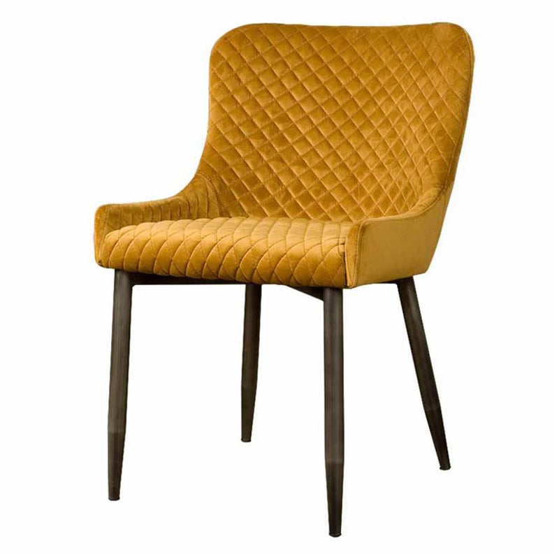 Oledo Stoel - fabric Bluvel 68 yellow - Eetkamerstoelen zonder armleuning - Tower Living