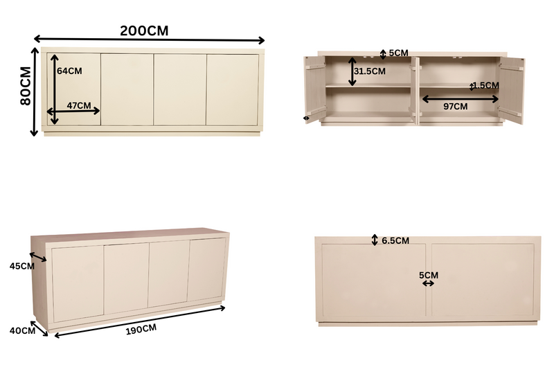 Dressoir Brussel Sand | 200 cm