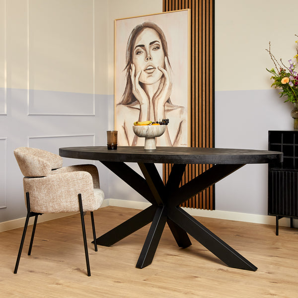 Eettafel Denver Black | 160 cm | Ovaal