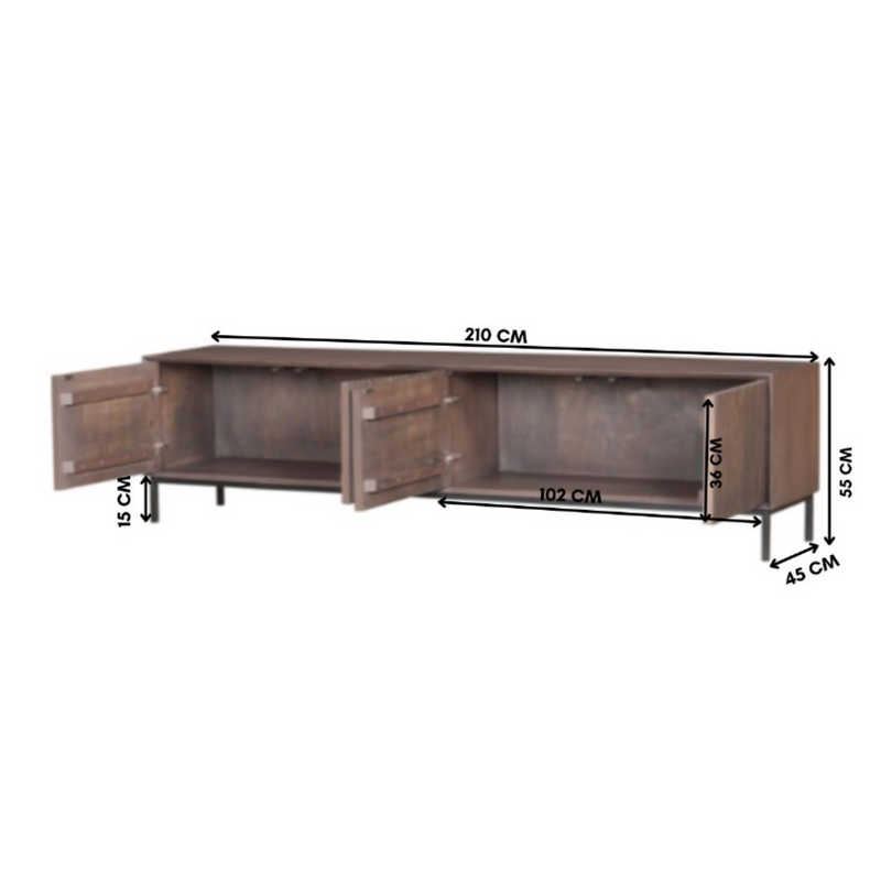 Tv meubel Madison Walnut | 210 cm