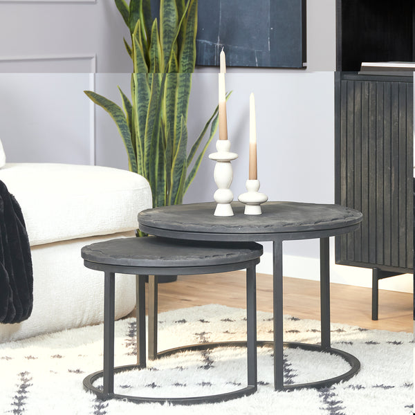 Salontafel Ora Black Kadappa Stone| 60 cm | Set van 2