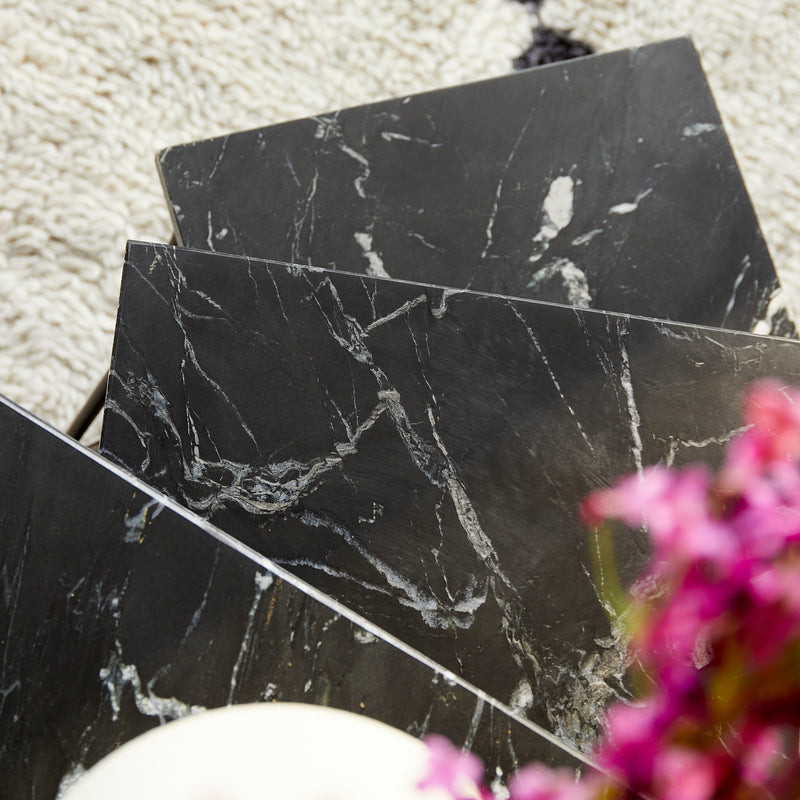 Salontafel Jala Black marble | 50 cm | Set van 3