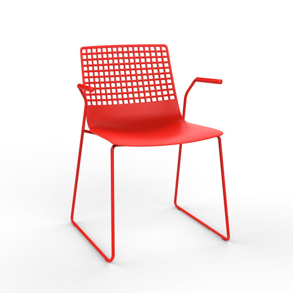 "RESOL WIRE Armchair Sled Base Indoor, Outdoor  Red" - Dutch Product Name: "RESOL WIRE Armstoel Sled Base Binnen, Buiten Rood"
