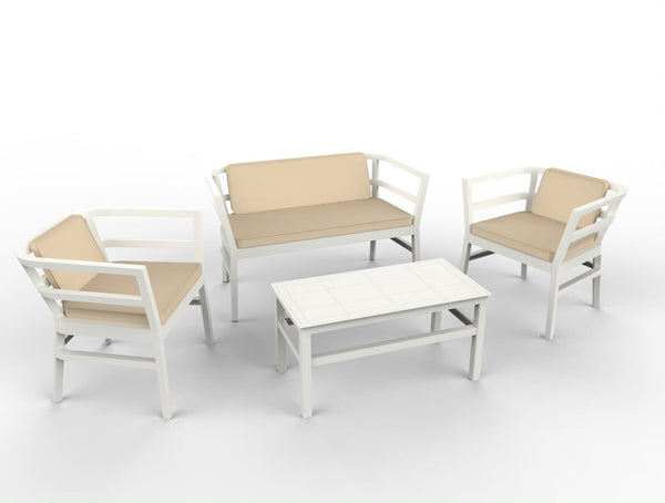 "RESOL CLICK-CLACK Armchair-Sofa-Table Indoor, Outdoor Set 2+1+1 White" (No Dutch product name provided)