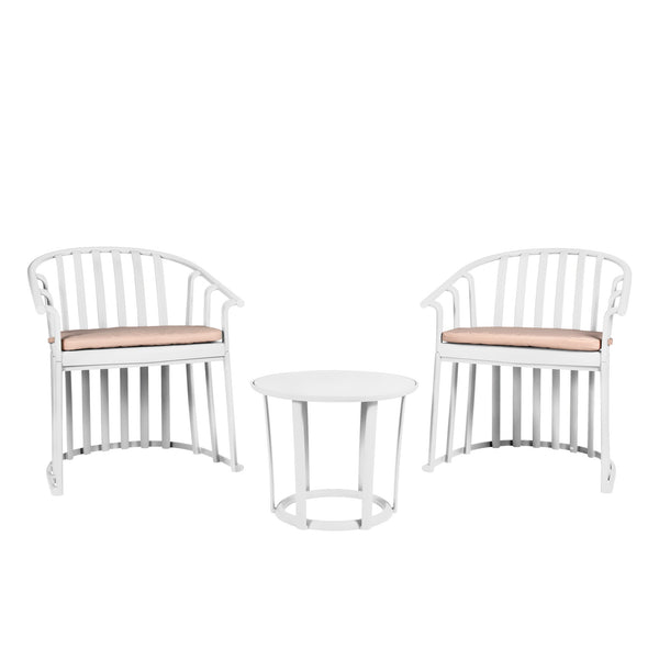 "RESOL RAFF Armchair-Cushion-Table Indoor, Outdoor Set 2+1 White" - Dutch Product Name: "RESOL RAFF Stoel-Kussen-Tafel Binnen, Buiten Set 2+1 Wit"
