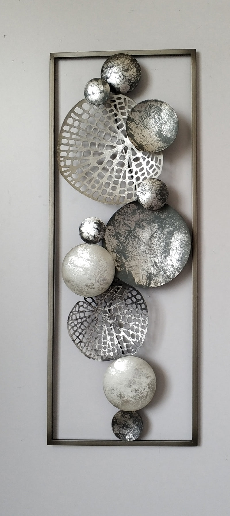 3D-metaalschilderij - Zilveren parels