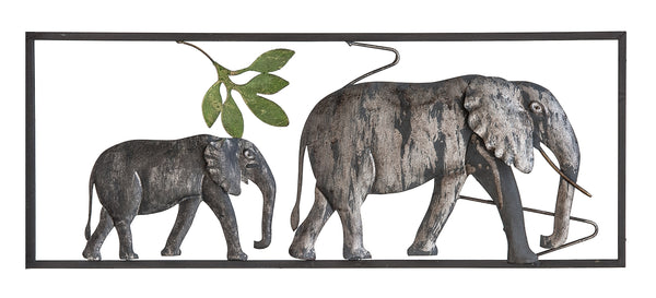3D-metaalschilderij - Olifanten op stap