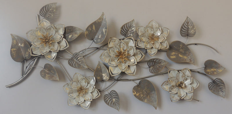 3D-metaalschilderij - Zilveren bloemen