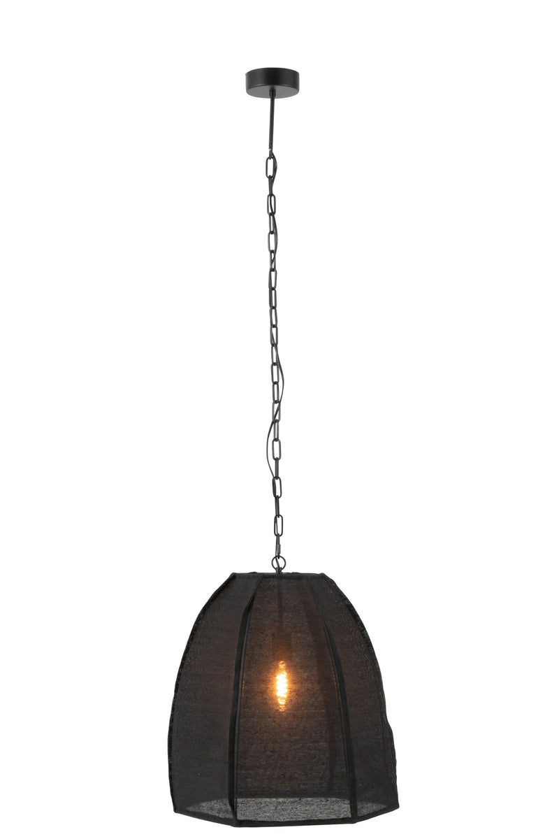 Plafondlamp Peer Linnen/ijzer Zwart Small