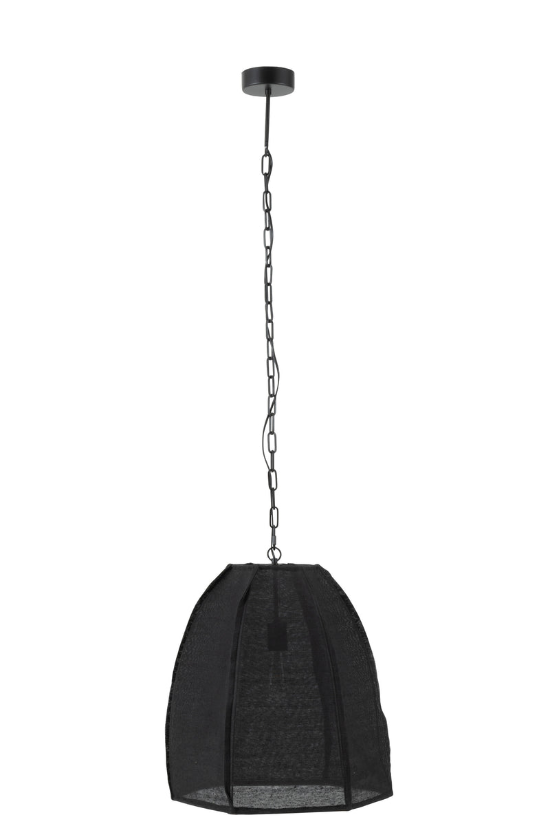 Plafondlamp Peer Linnen/ijzer Zwart Small