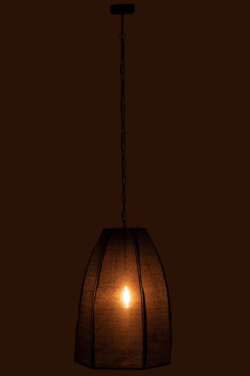 Plafondlamp Peer Linnen/ijzer Zwart Large