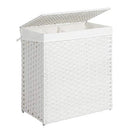 Wasmand van synthetisch rattan met deksel en handvatten - wit