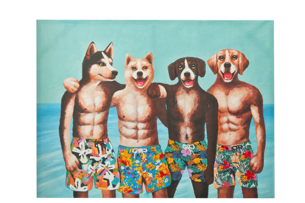 Wanddecoratie Honden Zwemshort Canvas/verf Mix