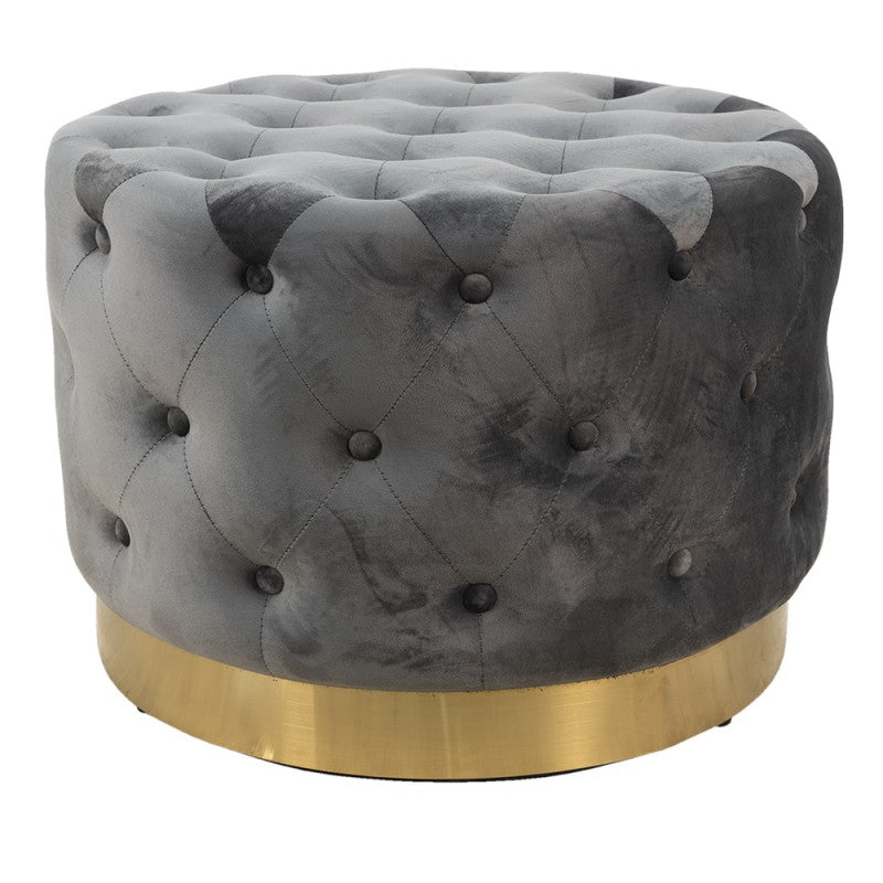 Poef  Ø 65x45 cm Grijs Velours Rond Hocker