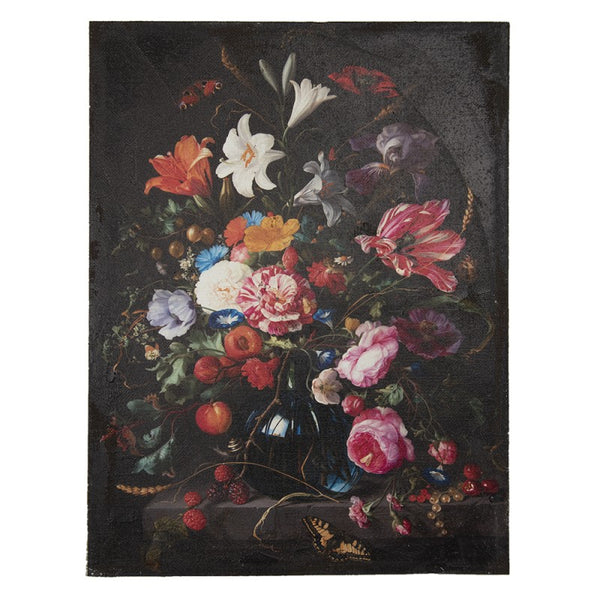 Schilderij  55x73 cm Zwart Roze Canvas Bloemen Rechthoek Canvas schilderij