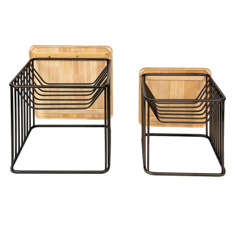 Bijzettafel Set van 2  Bruin Ijzer Hout Salontafel