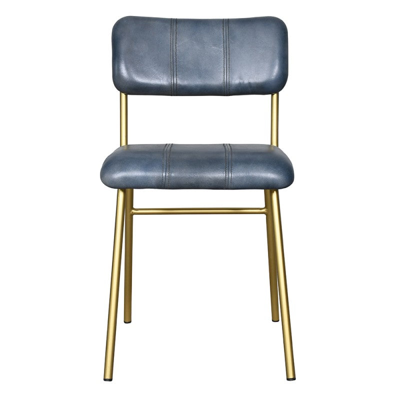 Eetkamerstoel  44x55x80 cm Grijs Blauw Leder Stoel