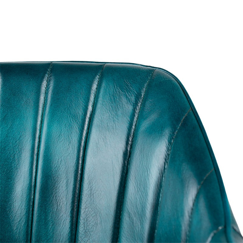 Eetkamerstoel met Armleuning  54x59x76 cm Turquoise Leder Stoel