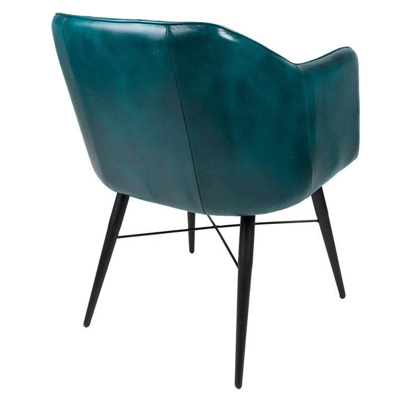 Eetkamerstoel met Armleuning  54x59x76 cm Turquoise Leder Stoel