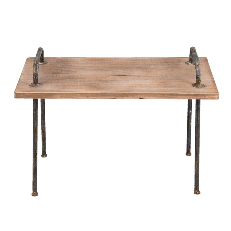 Bijzettafel  66x35x48 cm Bruin Hout Ijzer Rechthoek