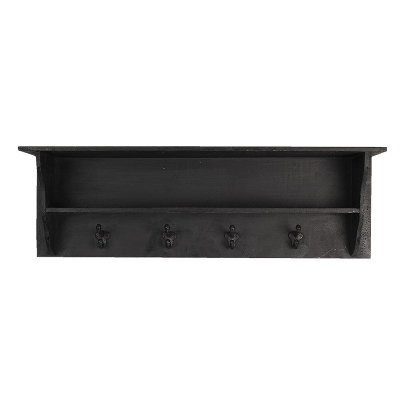 Wandkapstok 4 haken  90x18x29 cm Zwart Hout