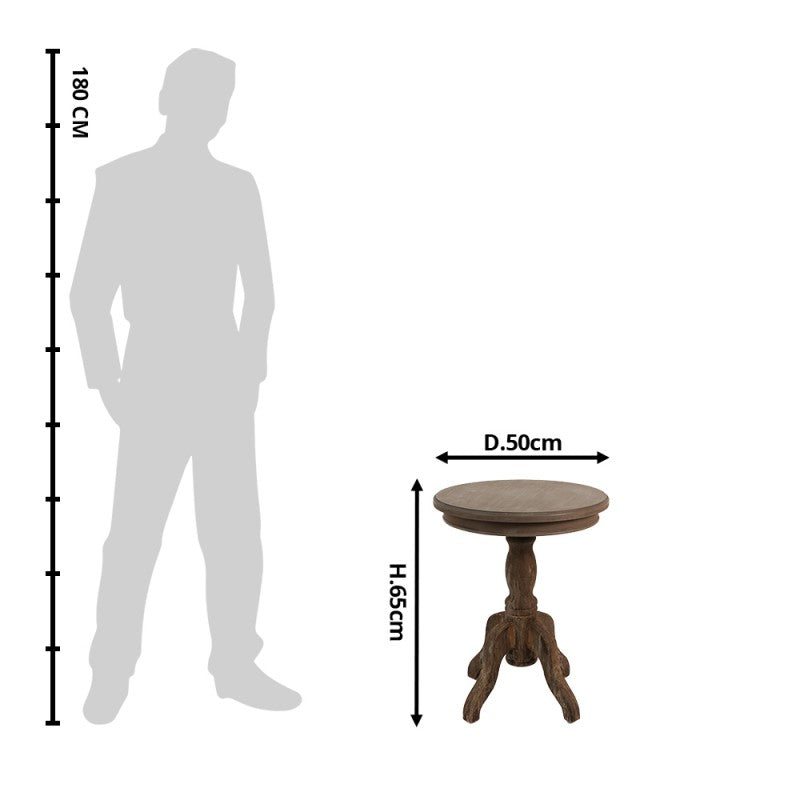 Bijzettafel  Ø 50x65 cm Bruin Hout Rond