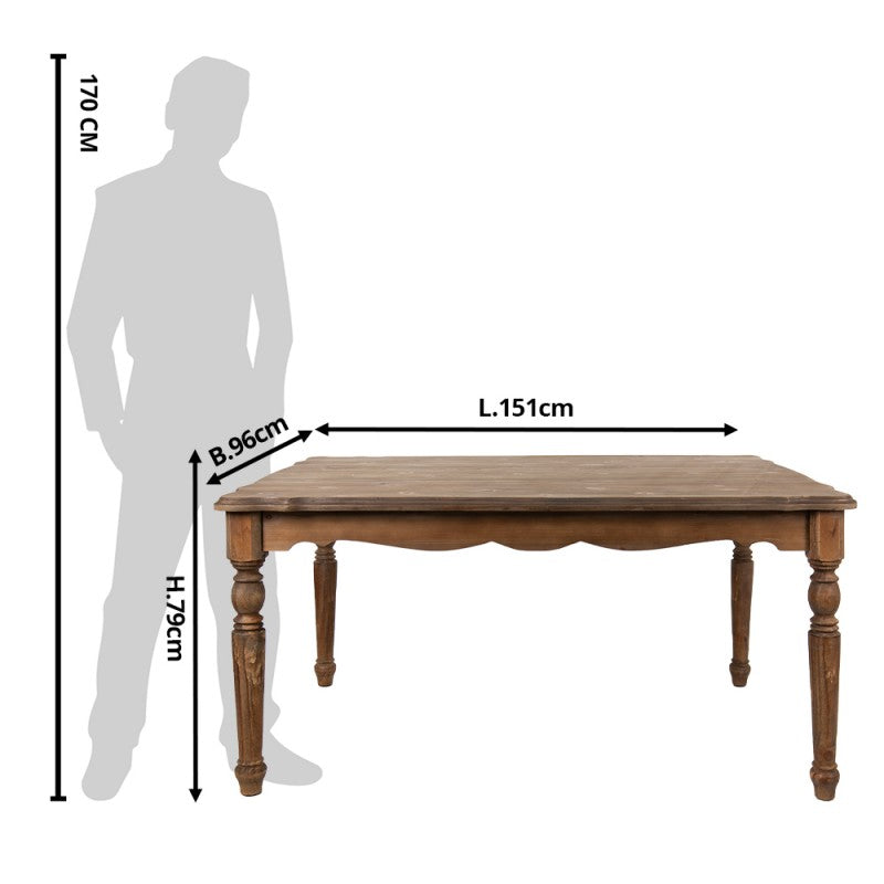 Eettafel  151x96x79 cm Bruin Hout Rechthoek Tafel