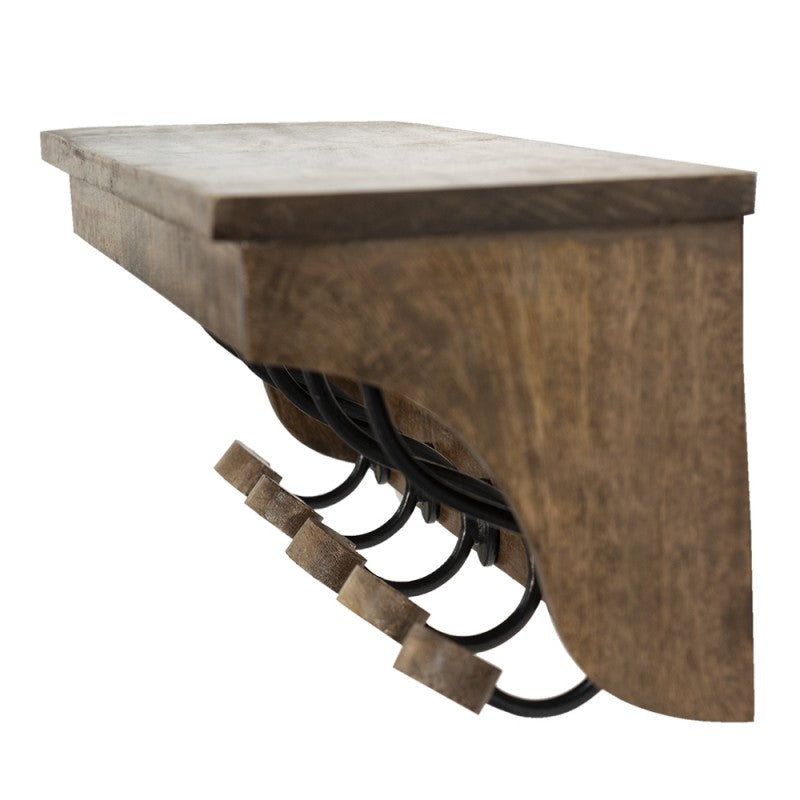 Wandkapstok 5 haken  70x17x17 cm Bruin Hout Ijzer Kapstok met plank
