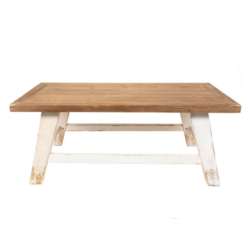 Salontafel  120x60x48 cm Wit Bruin Hout Bijzettafel