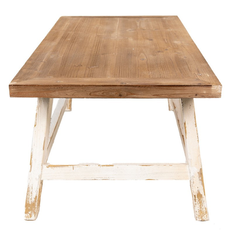 Salontafel  120x60x48 cm Wit Bruin Hout Bijzettafel