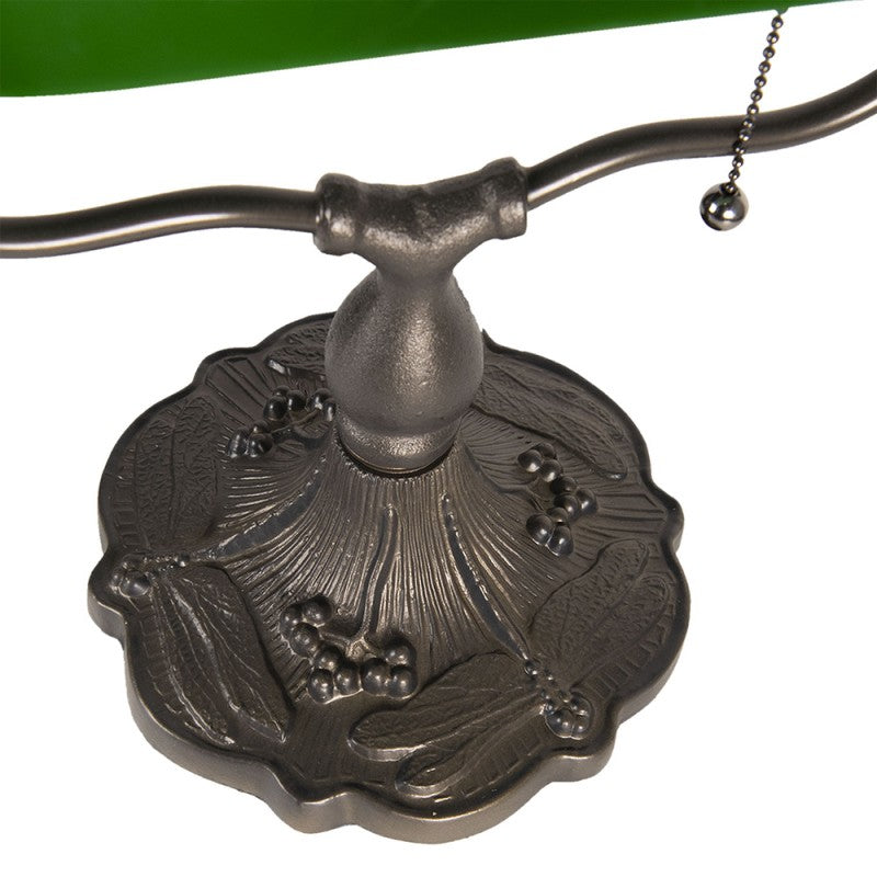 Bureaulamp Bankierslamp  27x20x36 cm Groen Bruin Metaal Glas Tafellamp