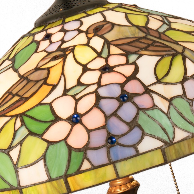 Tiffany Tafellamp  Ø 41x60 cm Geel Groen Glas Vogel Driehoek Tiffany Bureaulamp