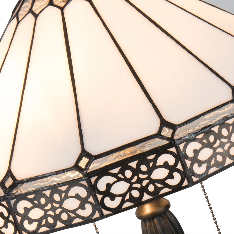 Tiffany Tafellamp  Ø 41x62 cm Beige Bruin Glas Tiffany Bureaulamp