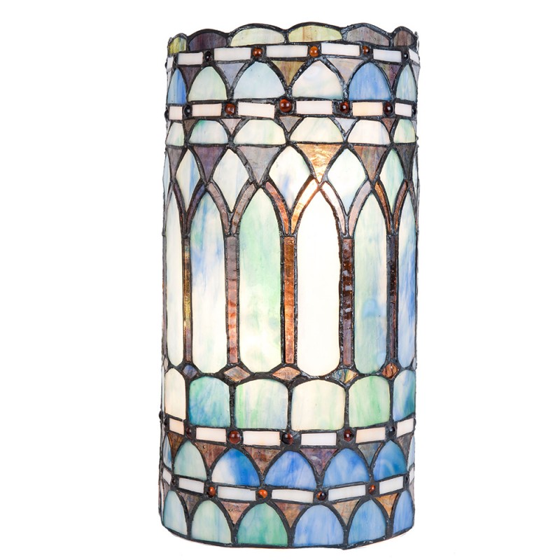 Wandlamp Tiffany  20x11x36 cm  Blauw Metaal Glas Rond Muurlamp