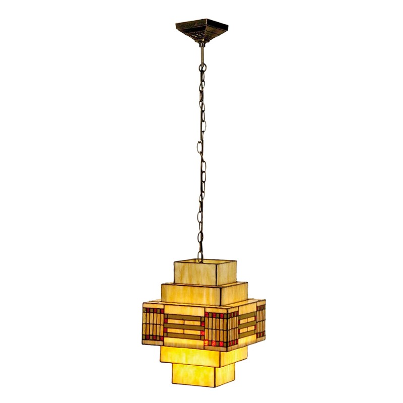 Hanglamp Tiffany  30x30x144 cm  Geel Metaal Glas Hanglamp Eettafel