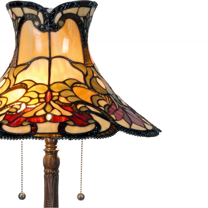 Tiffany Tafellamp  Ø 51x66 cm  Geel Bruin Glas Tiffany Bureaulamp