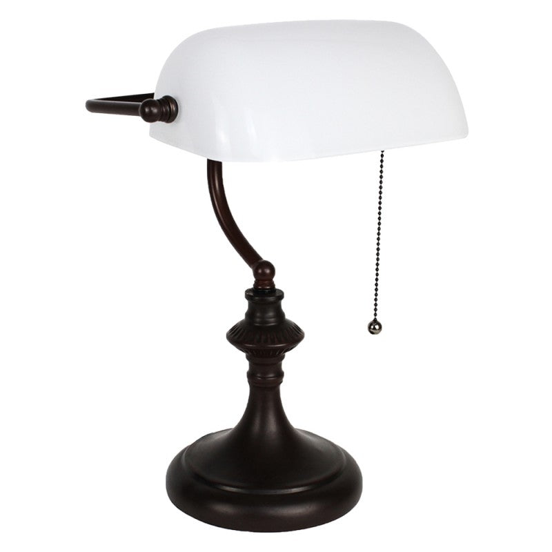 Tafellamp  26x16x38 cm Wit Metaal Glas Bureaulamp