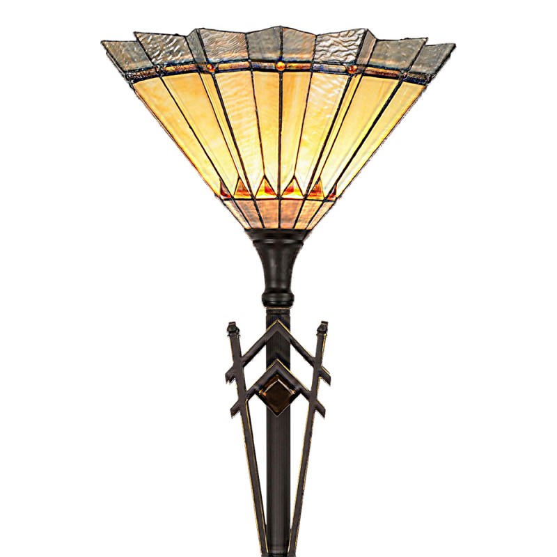 Tiffany Vloerlamp  Ø 45x182 cm  Geel Bruin Glas Staande Lamp