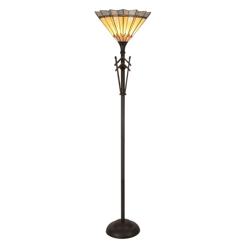 Tiffany Vloerlamp  Ø 45x182 cm  Geel Bruin Glas Staande Lamp