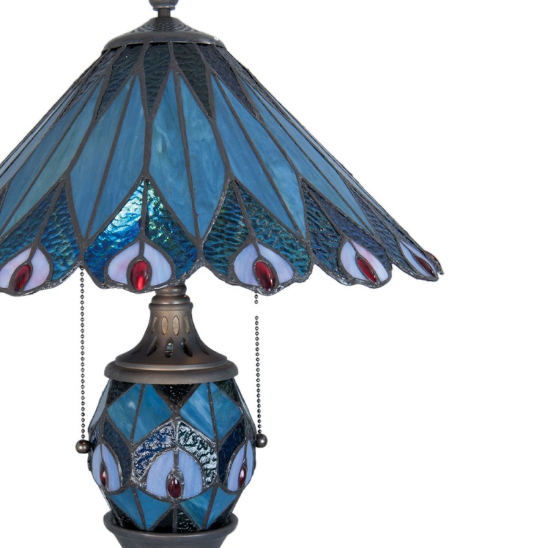 Tiffany Tafellamp  Ø 40x65 cm Blauw Rood Glas Tiffany Bureaulamp