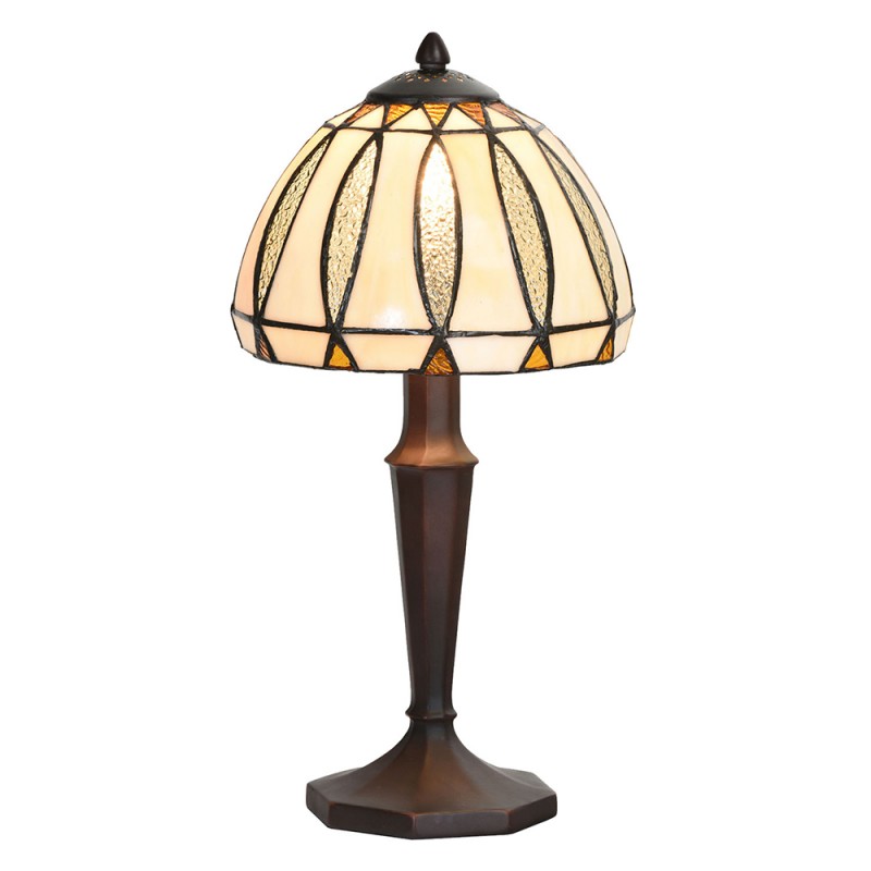 Tiffany Tafellamp  Ø 19x40 cm  Beige Glas Tiffany Bureaulamp