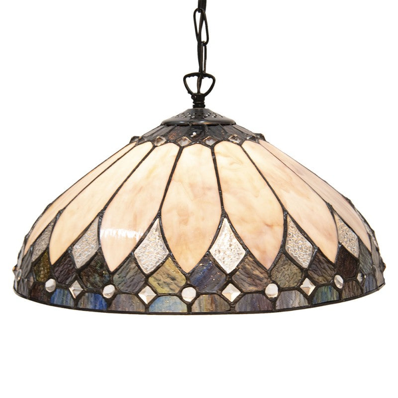 Hanglamp Tiffany  Ø 40 cm  Beige Bruin Glas Hanglamp Eettafel