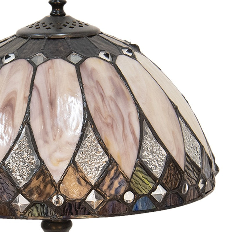 Tiffany Tafellamp  Ø 30x46 cm  Beige Bruin Glas Tiffany Bureaulamp