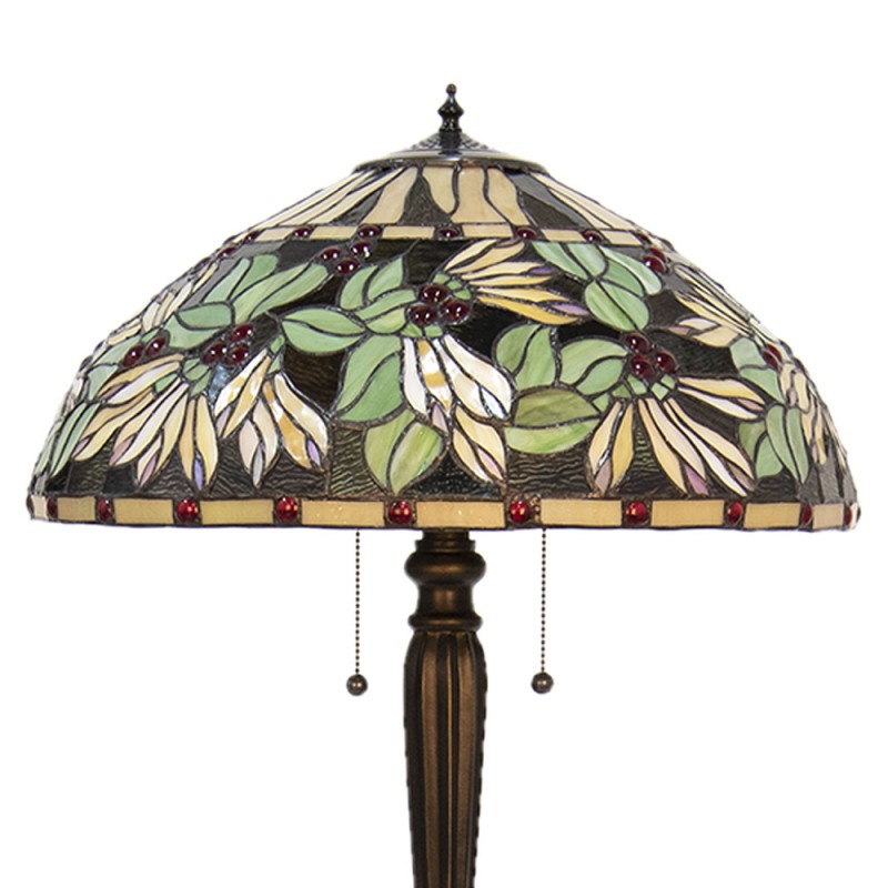 Tiffany Vloerlamp  Ø 51x157 cm  Bruin Beige Glas Staande Lamp