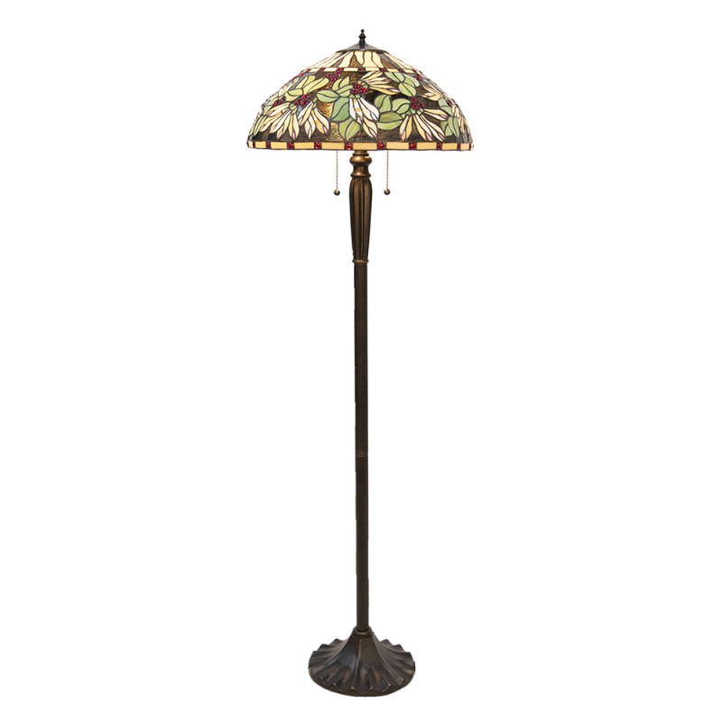 Tiffany Vloerlamp  Ø 51x157 cm  Bruin Beige Glas Staande Lamp