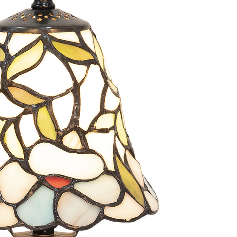 Tiffany Tafellamp  Ø 16x31 cm  Beige Geel Glas Kunststof Bloemen Tiffany Bureaulamp