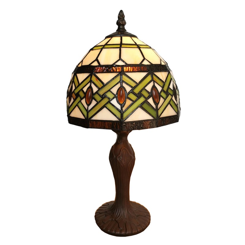 Tiffany Tafellamp  21x21x33 cm Beige Groen Glas Tiffany Bureaulamp