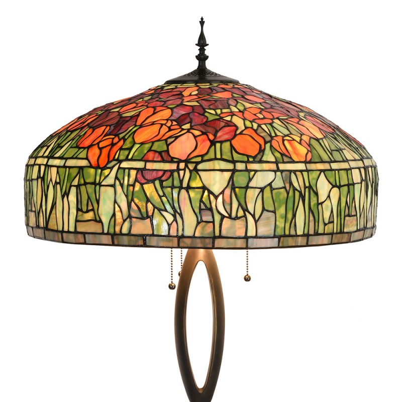 Tiffany Vloerlamp  Ø 56x165 cm  Groen Oranje Glas Tulpen Staande Lamp