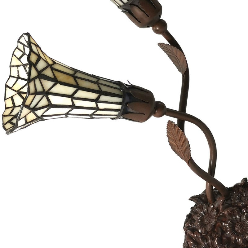 Tiffany Tafellamp  44x26x61 cm Beige Glas Tiffany Bureaulamp